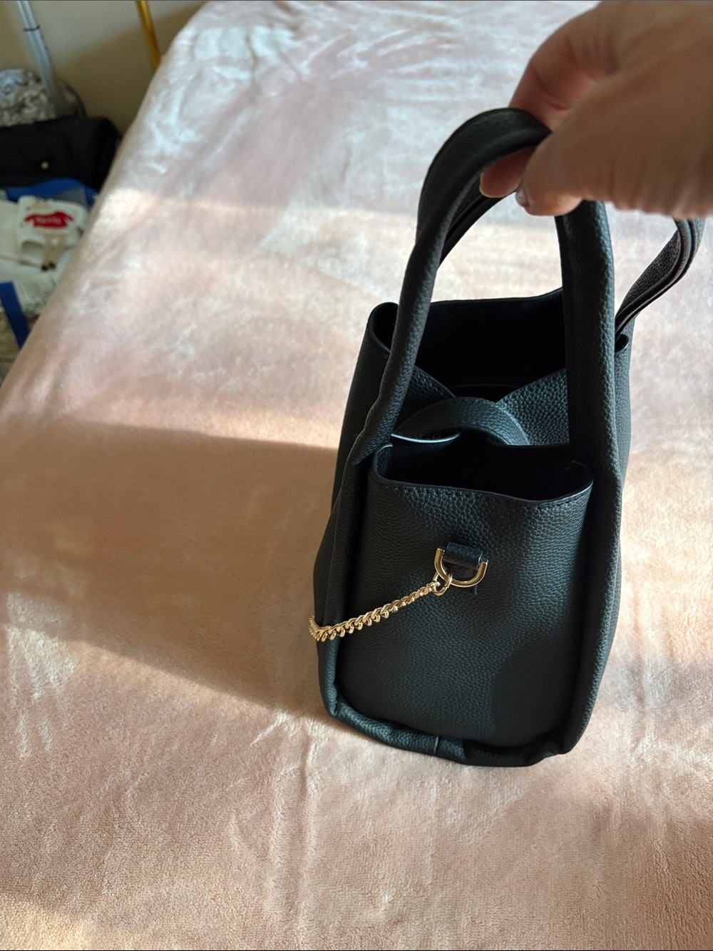 a new day Black Mini Tote with Gold Chain Accent - Picture 3 of 6